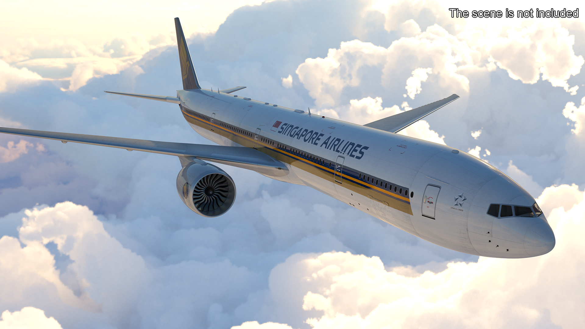 3D Singapore Airlines Boeing 777 Rigged