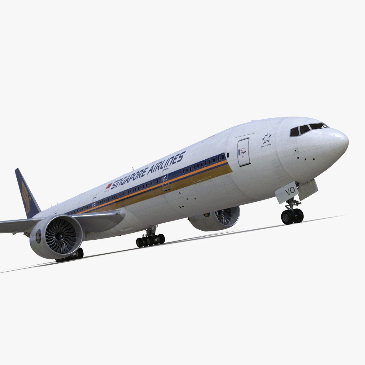 3D Singapore Airlines Boeing 777 Rigged