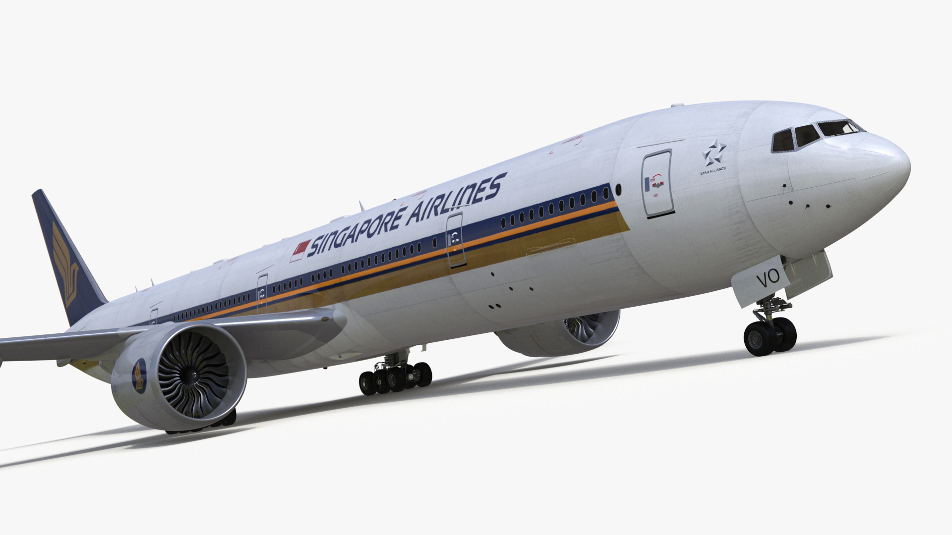 3D Singapore Airlines Boeing 777 Rigged