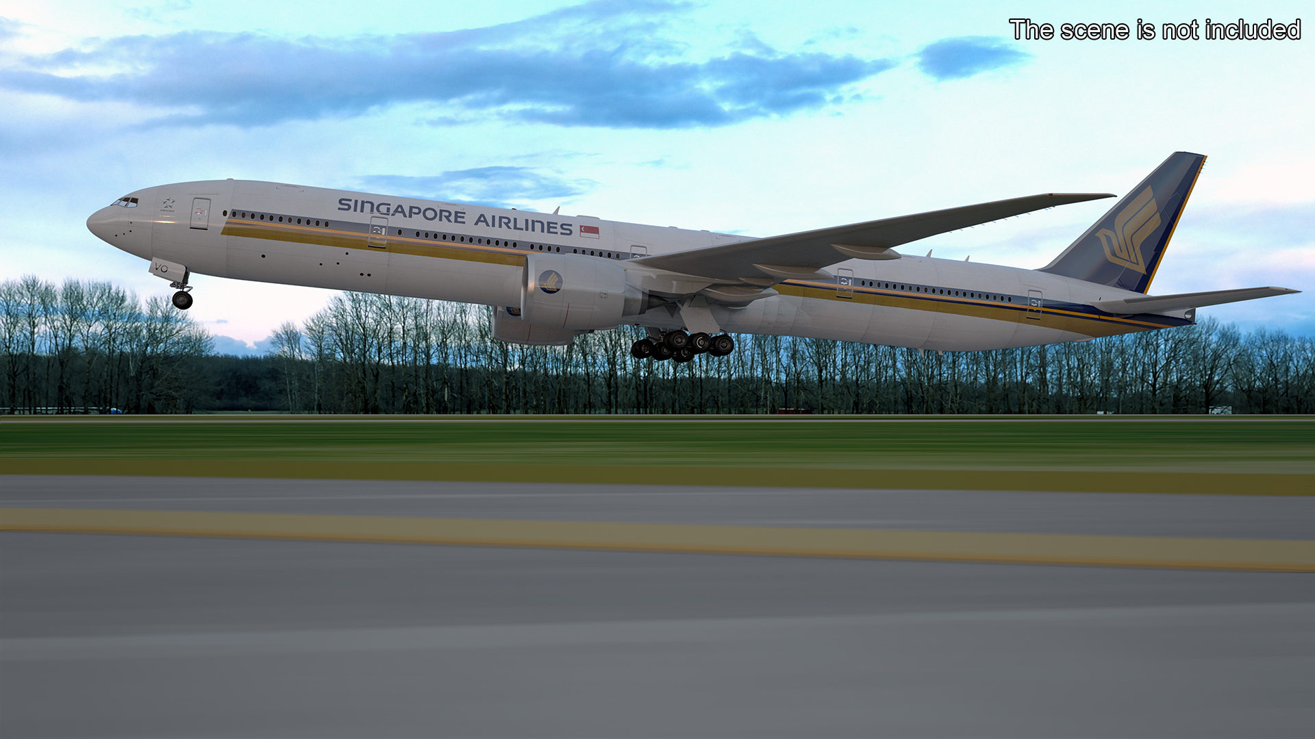 3D Singapore Airlines Boeing 777 Rigged