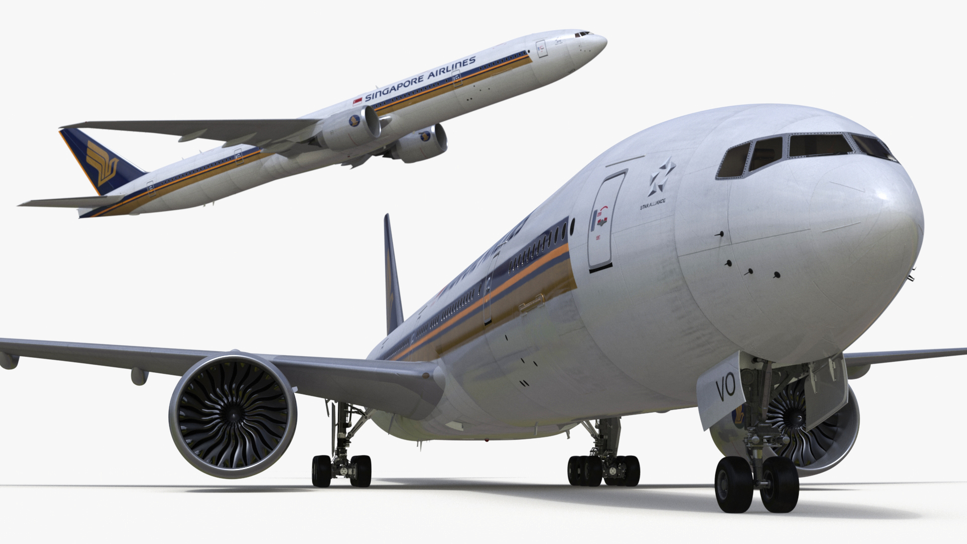 3D Singapore Airlines Boeing 777 Rigged