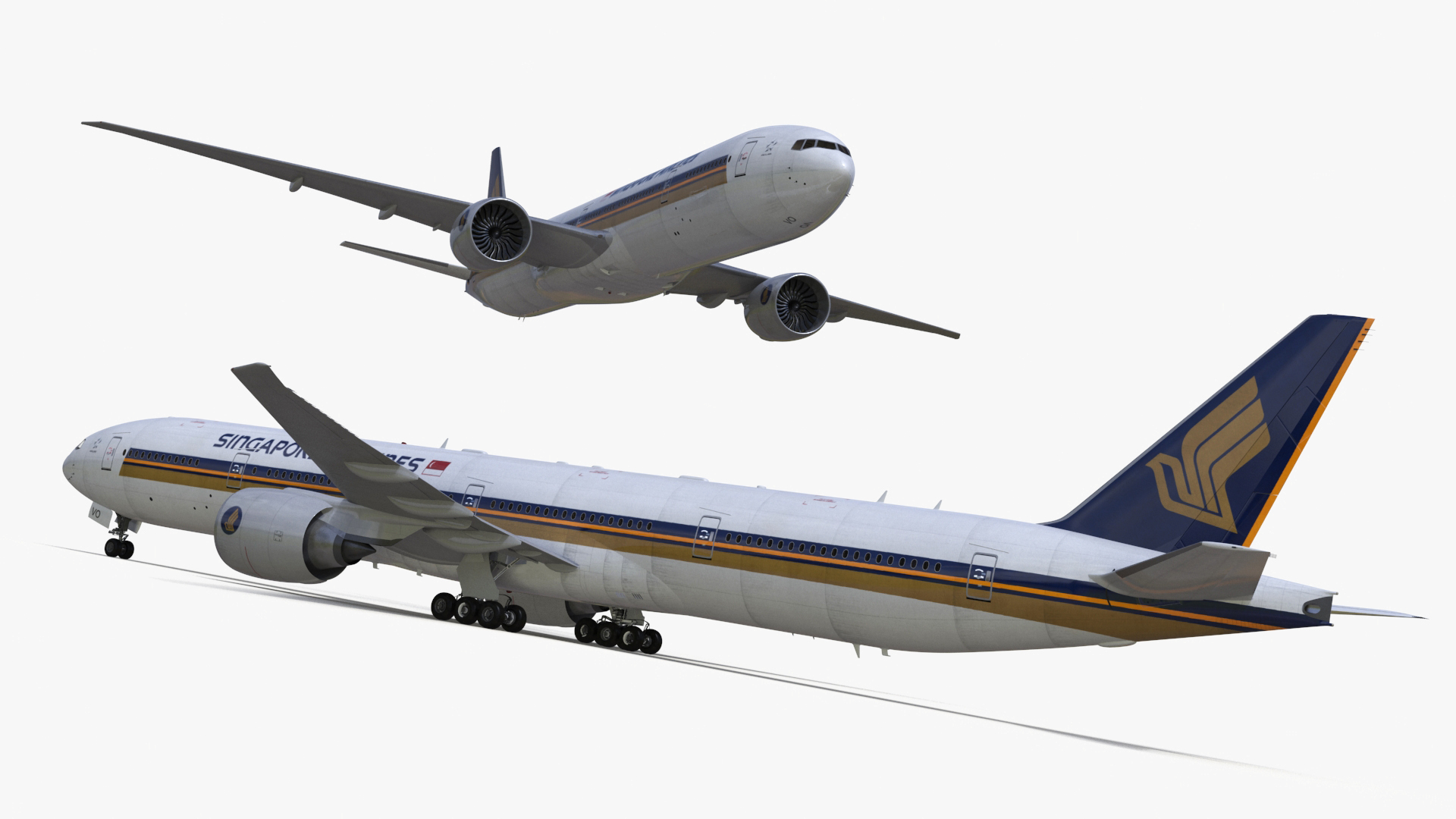 3D Singapore Airlines Boeing 777 Rigged