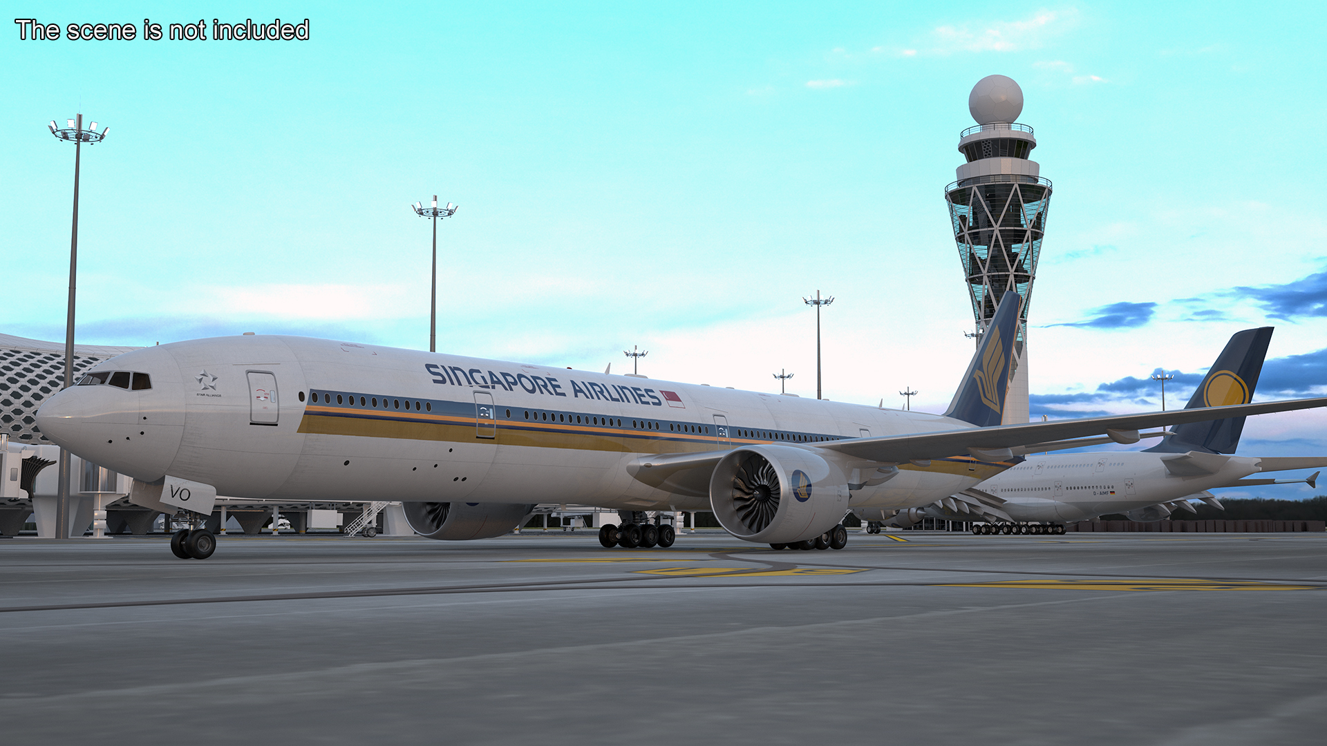 3D Singapore Airlines Boeing 777 Rigged