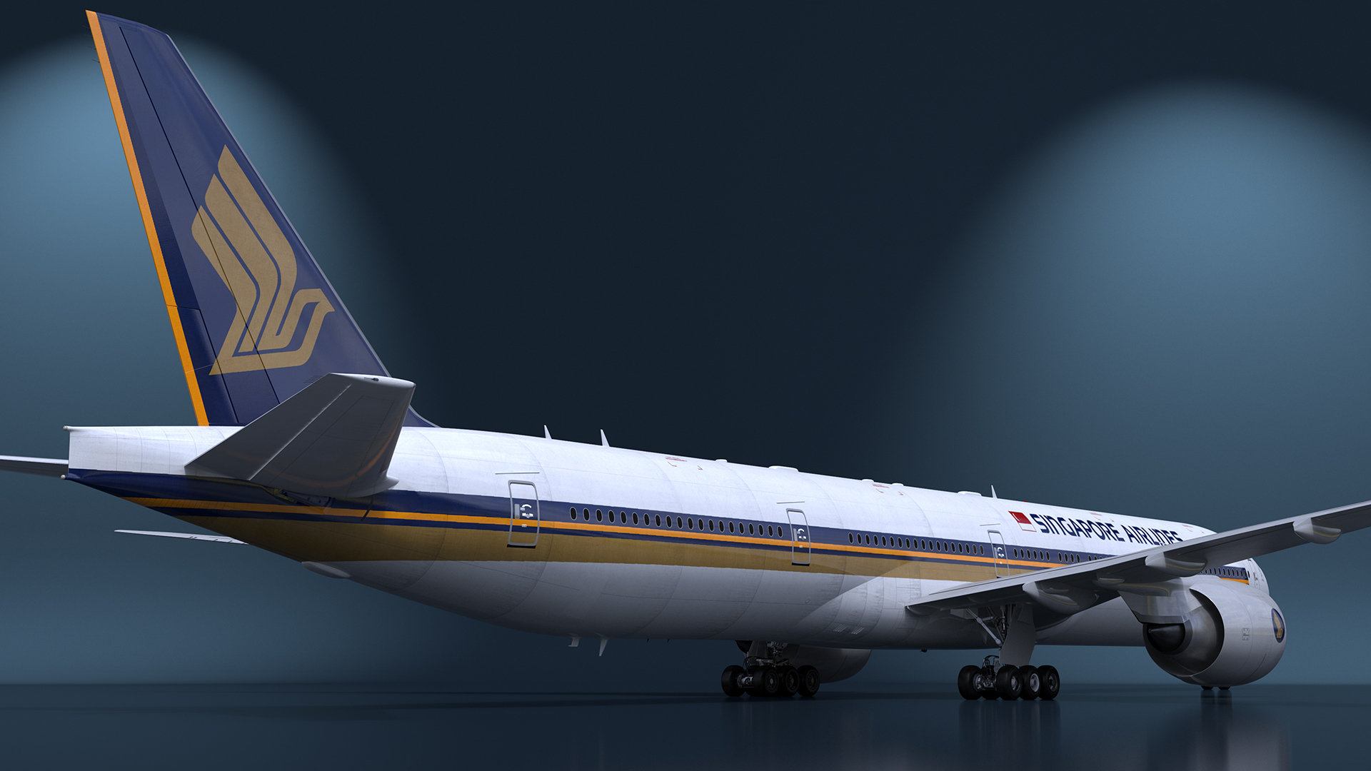 3D Singapore Airlines Boeing 777 Rigged