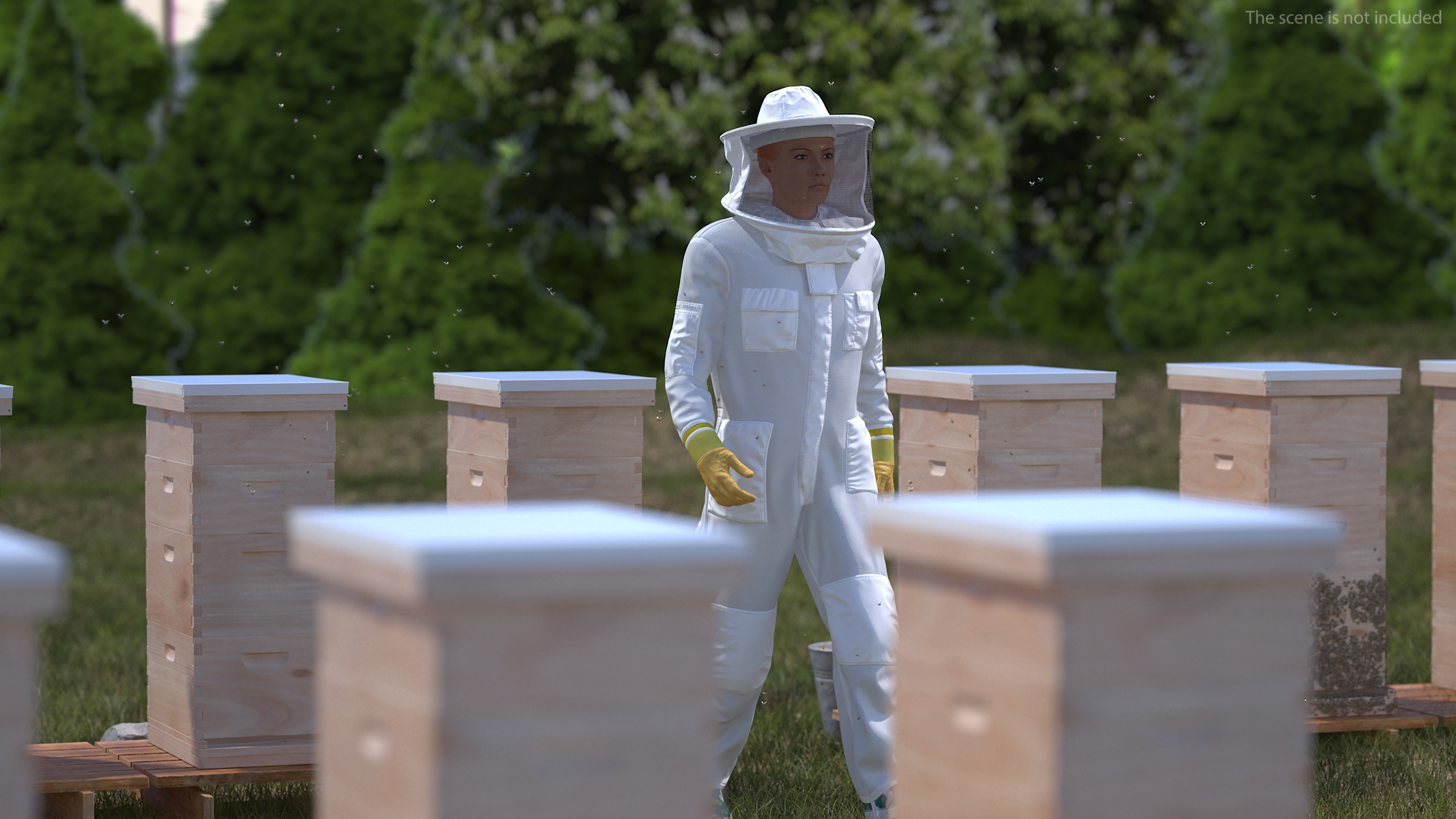 3D model Woman Beekeeper in Suit Rigged