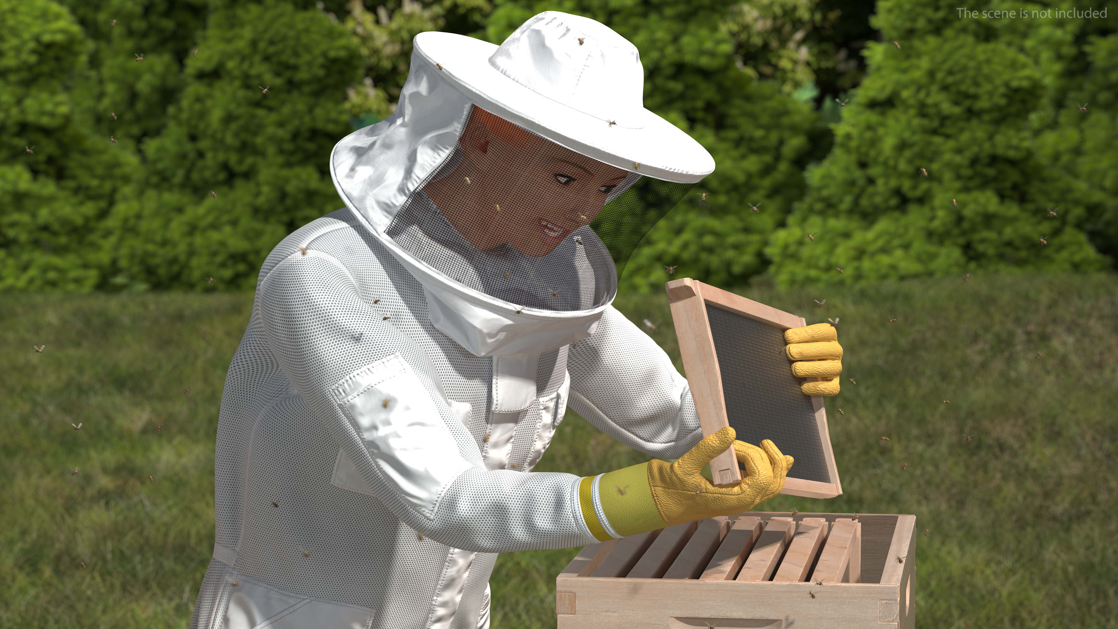 3D model Woman Beekeeper in Suit Rigged