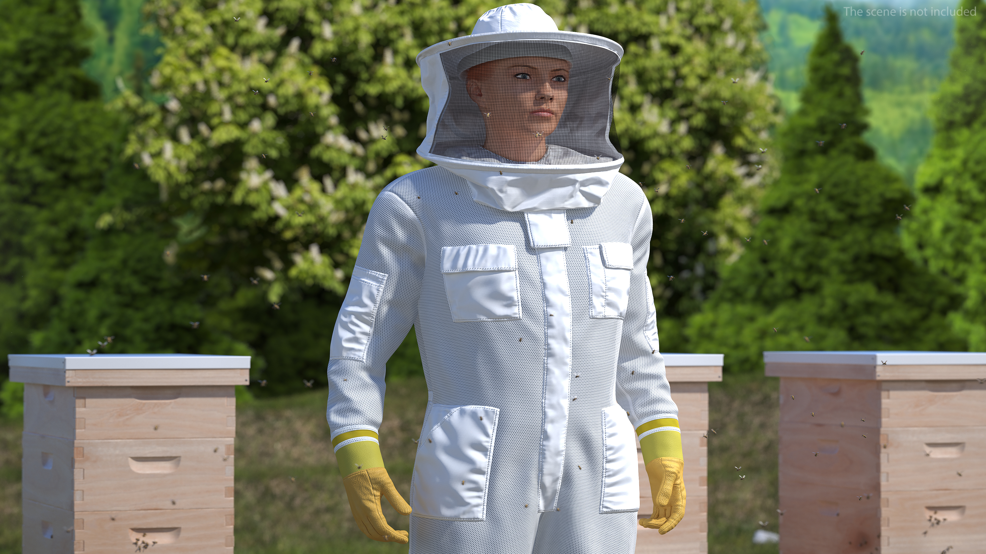 3D model Woman Beekeeper in Suit Rigged