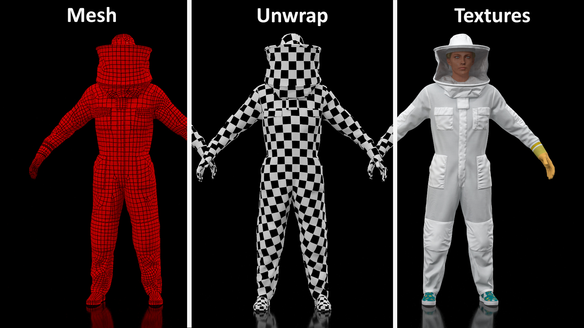 3D model Woman Beekeeper in Suit Rigged