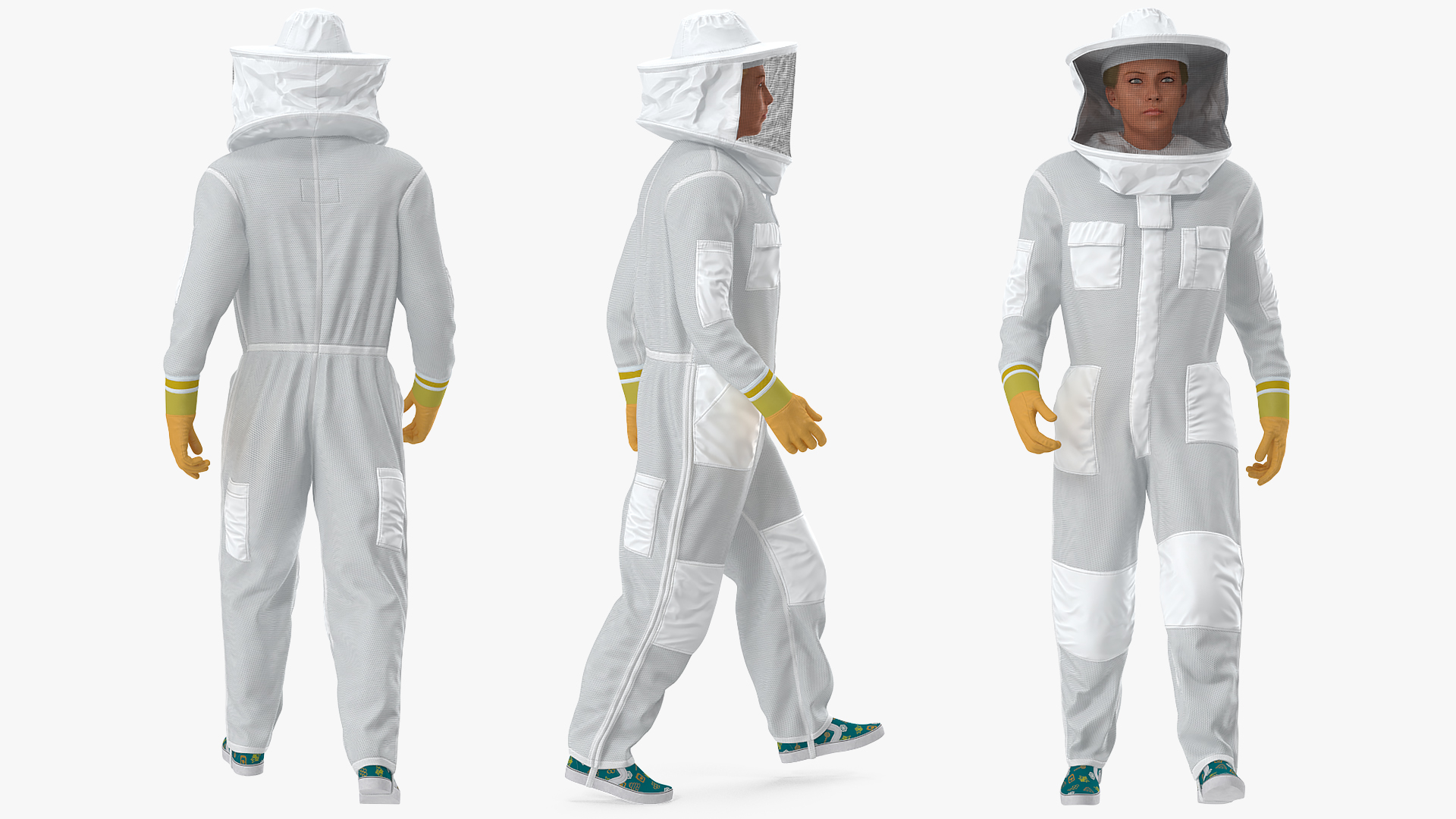 3D model Woman Beekeeper in Suit Rigged