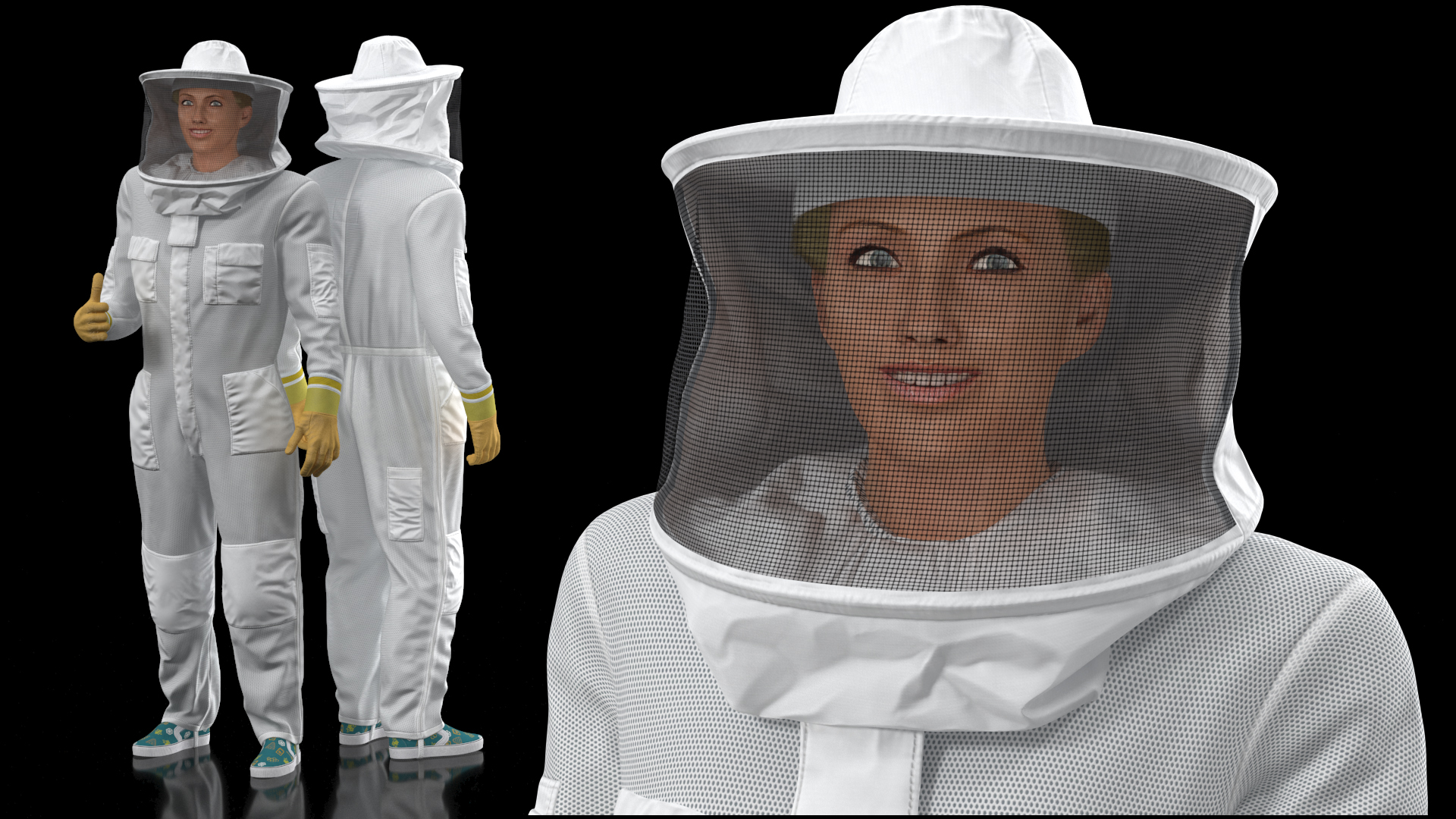 3D model Woman Beekeeper in Suit Rigged