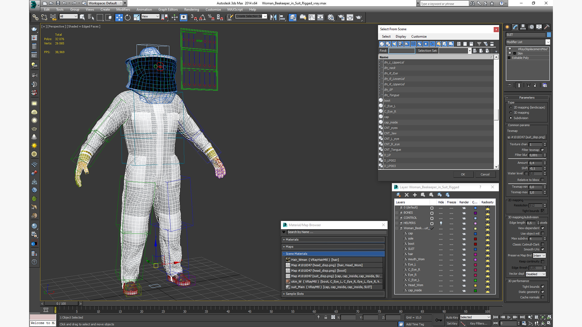 3D model Woman Beekeeper in Suit Rigged