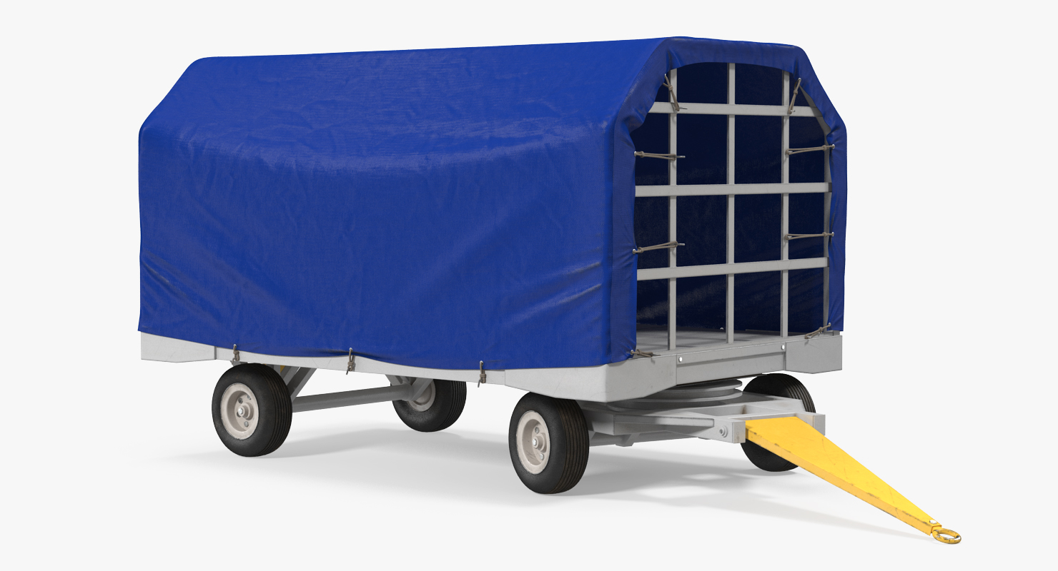 3D Covered Airport Luggage Trailer