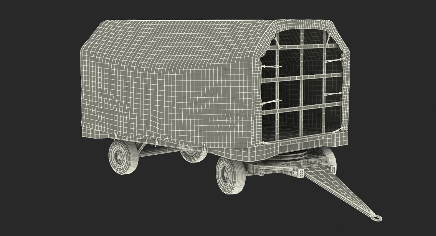 3D Covered Airport Luggage Trailer