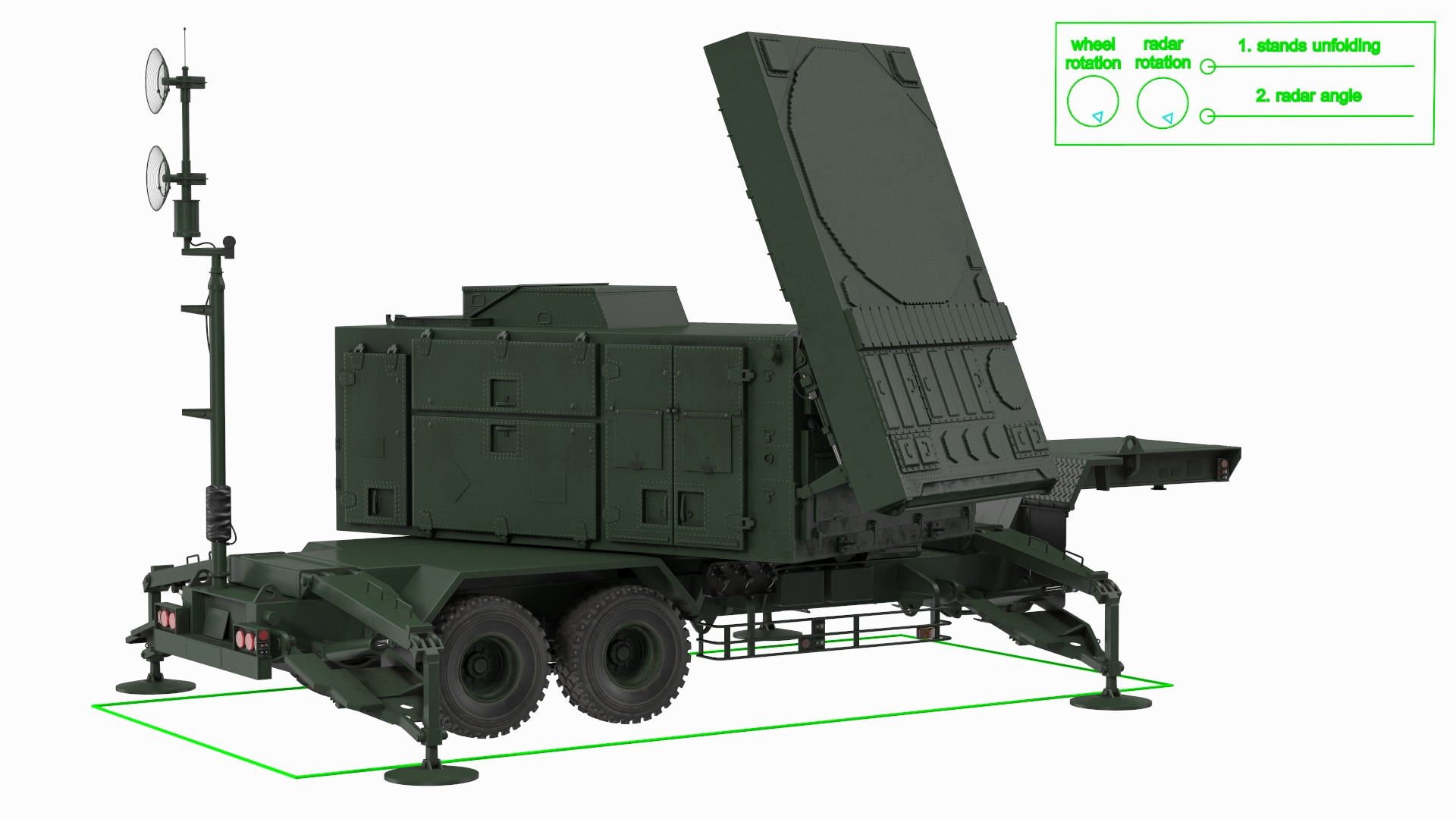 3D model Patriot Radar AN MPQ53 Green Rigged