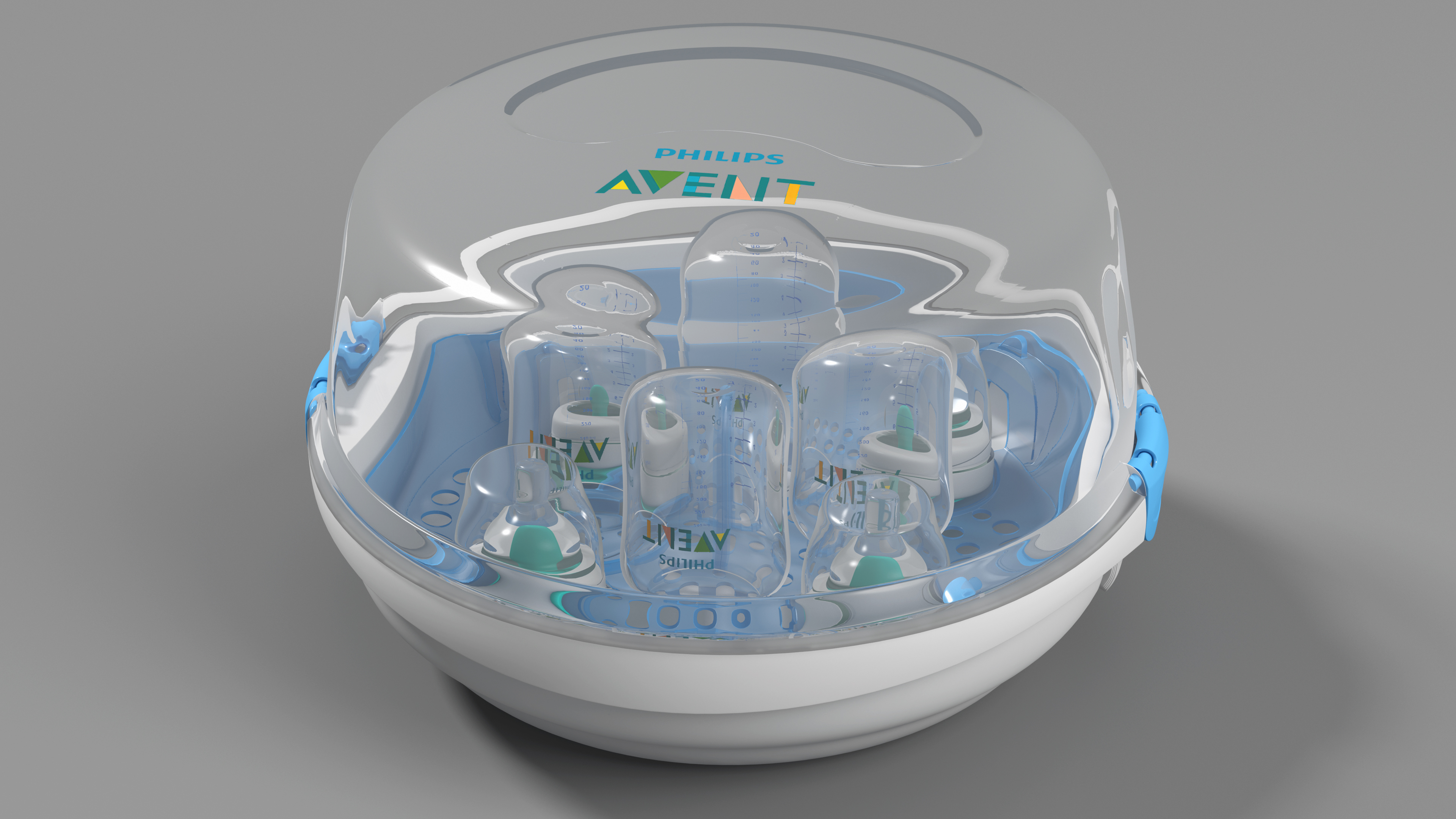 Philips AVENT Sterilizer with Baby Bottles Inside 3D model