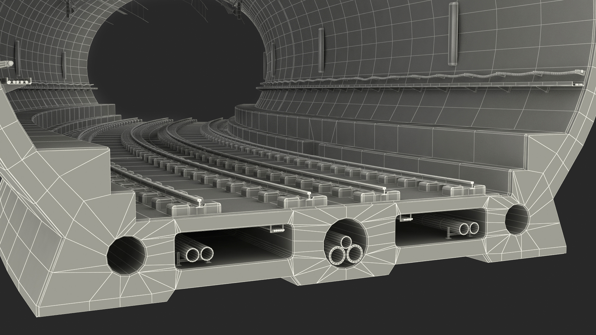 Railway Tunnel Section Wide Bend 3D