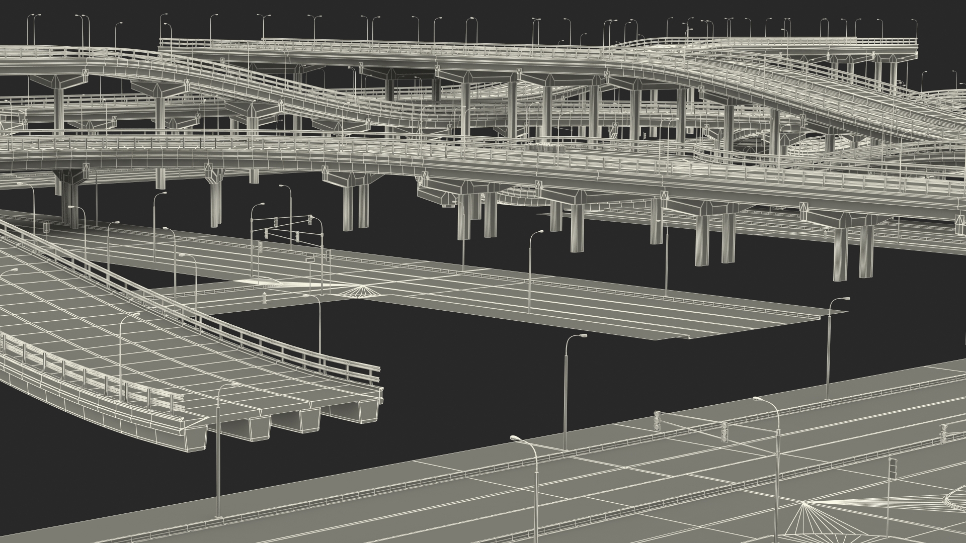 Connectable Highway Road Elements Set 3D