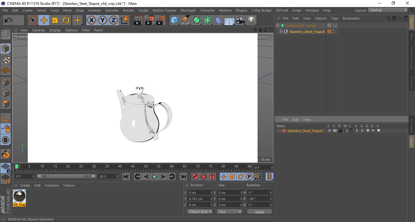 Stainless Steel Teapot 3D