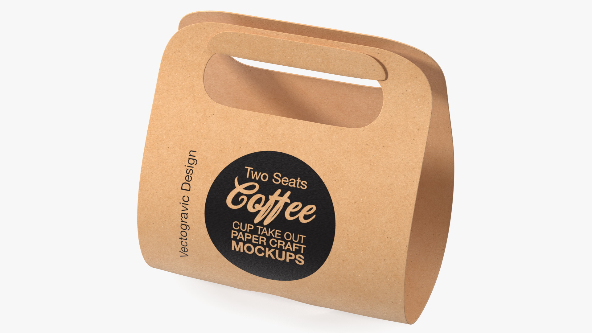 Mockup Kraft Paper Cup Holder One Cup 3D