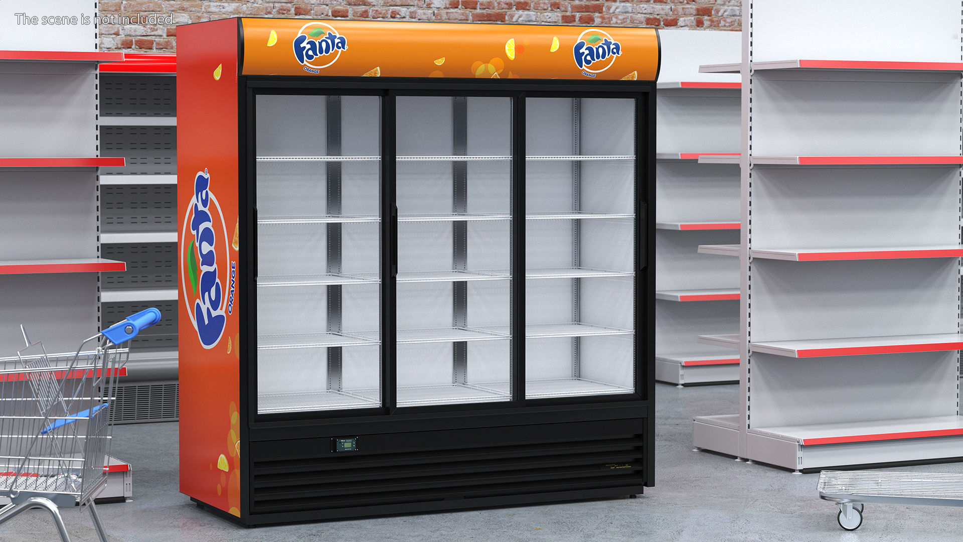 3D 3 Glass Door Commercial Cooler Fanta