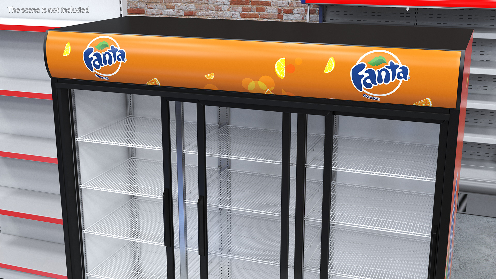 3D 3 Glass Door Commercial Cooler Fanta