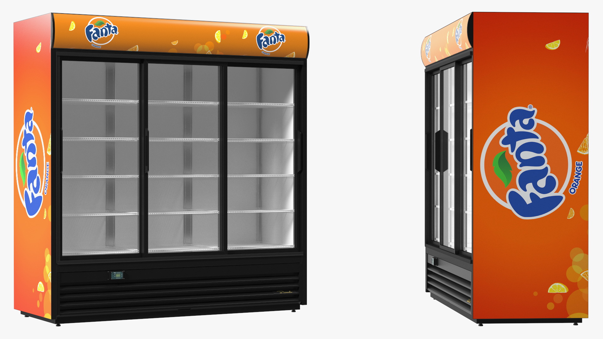 3D 3 Glass Door Commercial Cooler Fanta