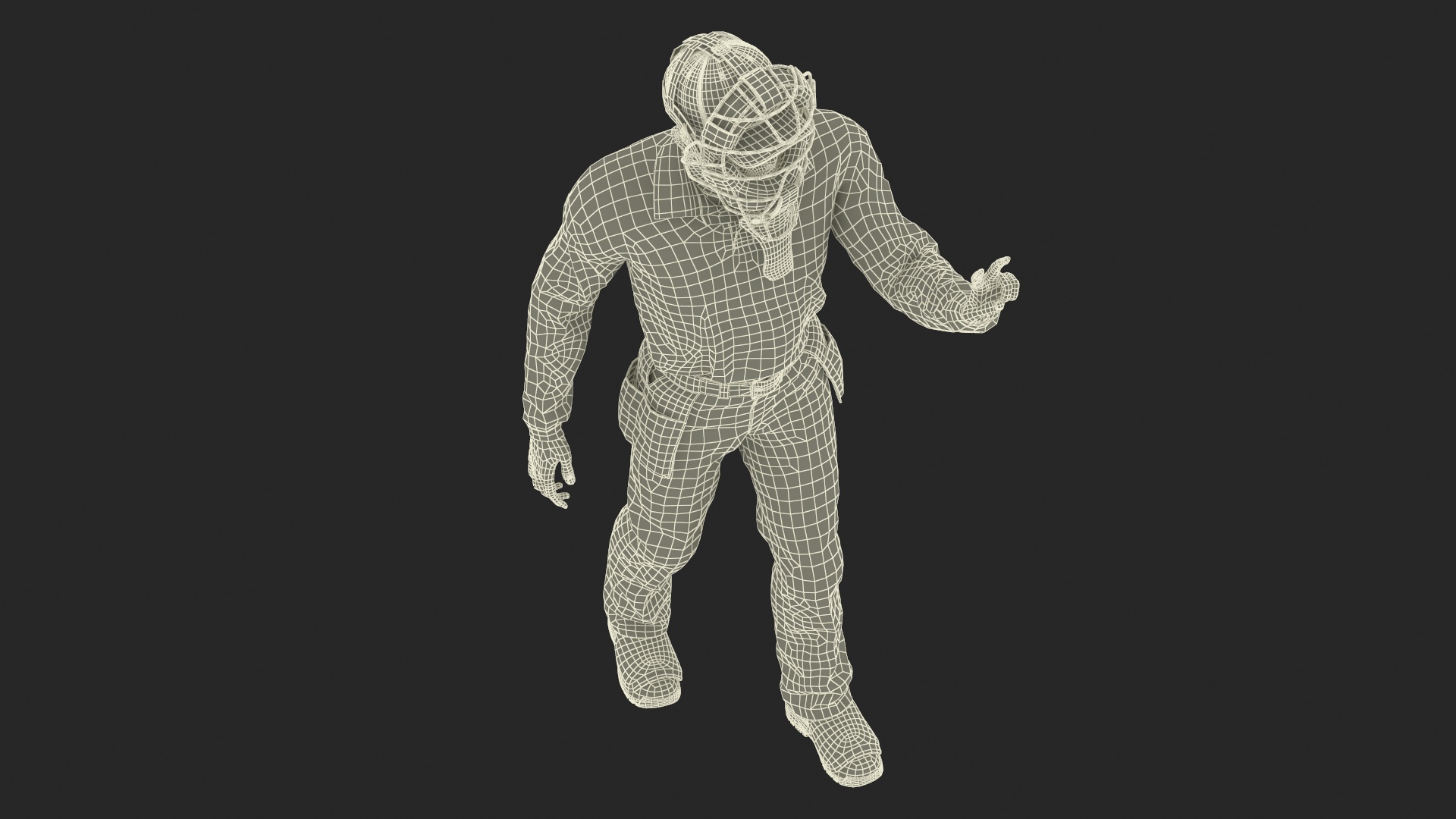 3D Baseball Umpire with Protective Mask Showing Points