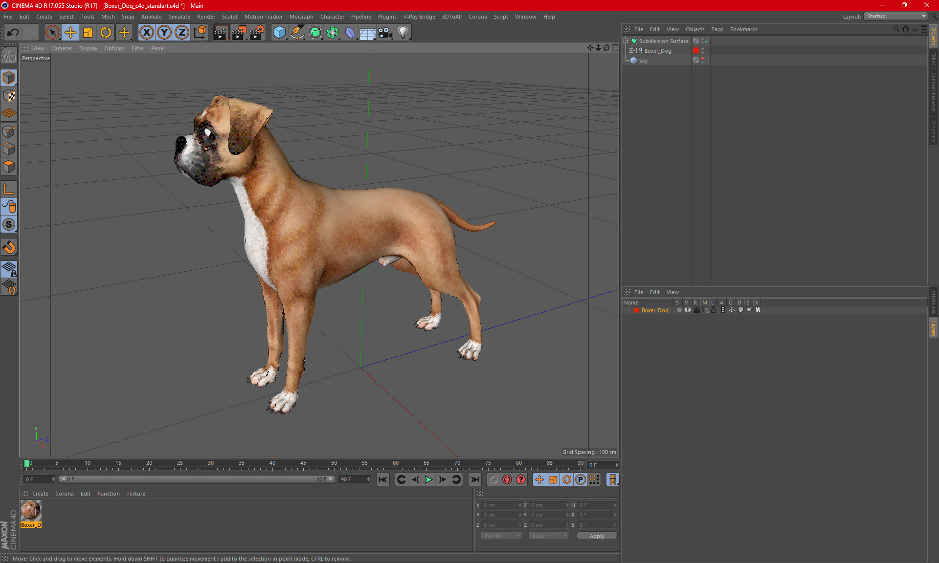 Boxer Dog for 3D Print 3D