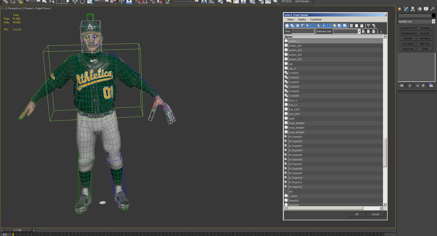 Baseball Player Rigged Athletics 2 3D model