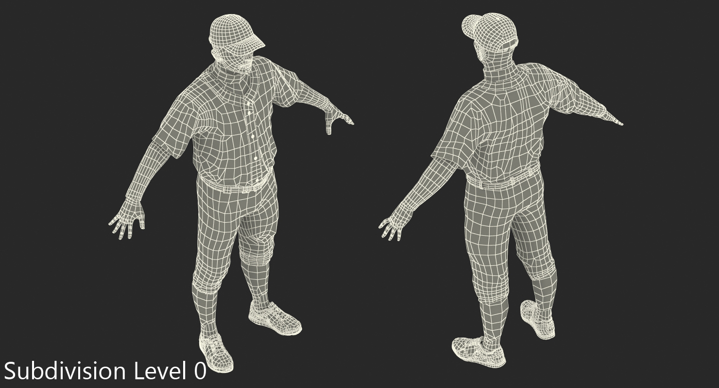 Baseball Player Rigged Athletics 2 3D model