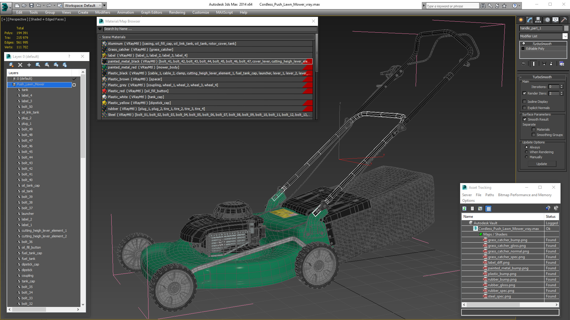 Cordless Push Lawn Mower 3D model