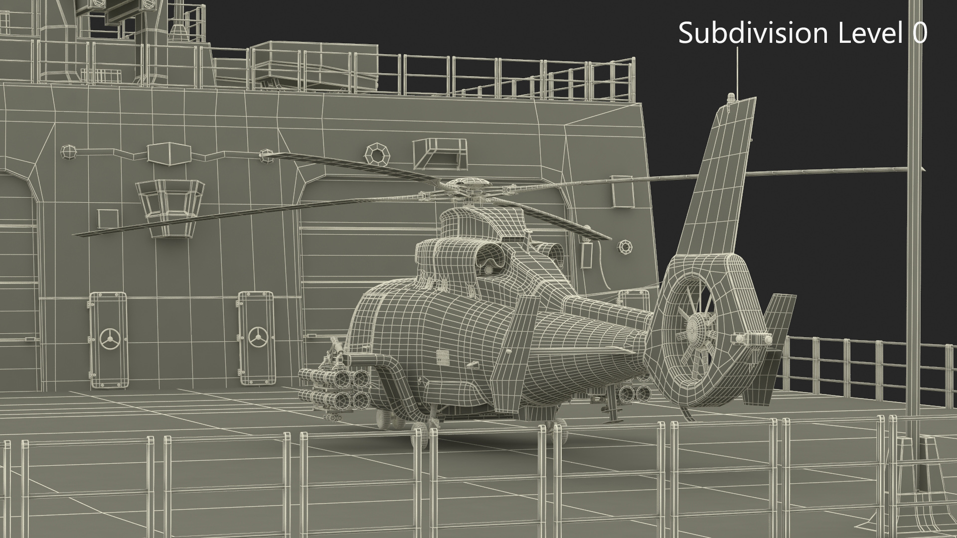 3D Military Harbin Z-9WZ Helicopter on Naval Ship Deck