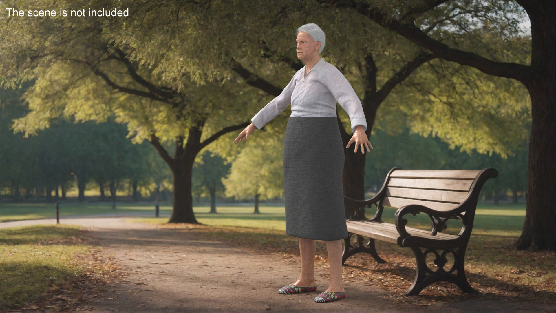 3D Older Woman A-Pose model