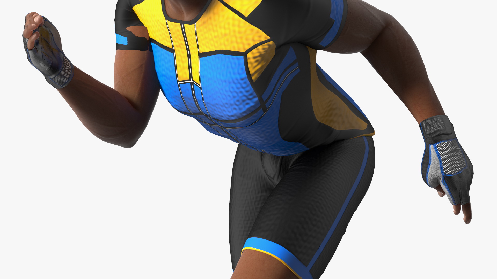 3D Light Skin Black Sportsmen with Starting Block Rigged model