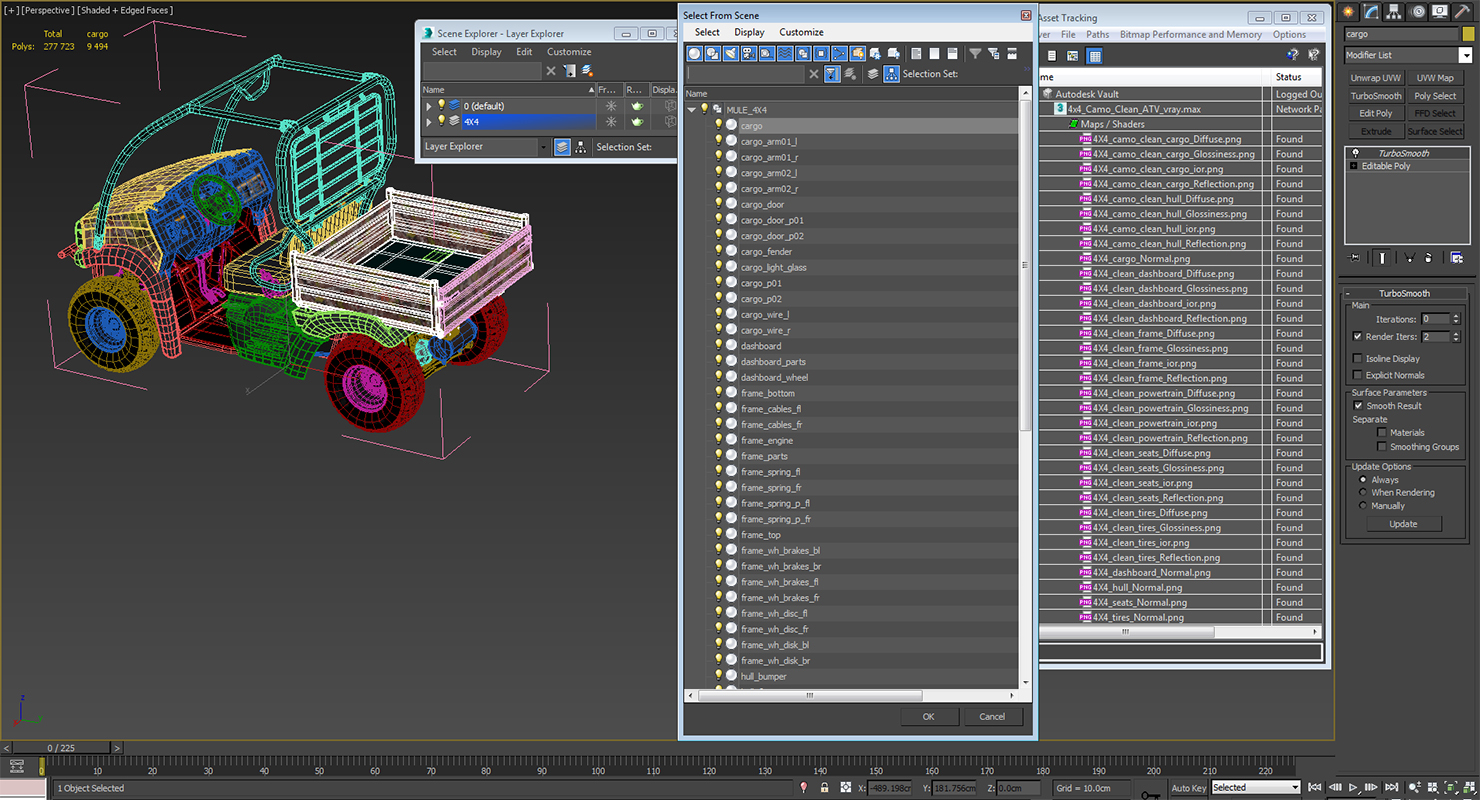 3D 4x4 Camo Clean ATV model