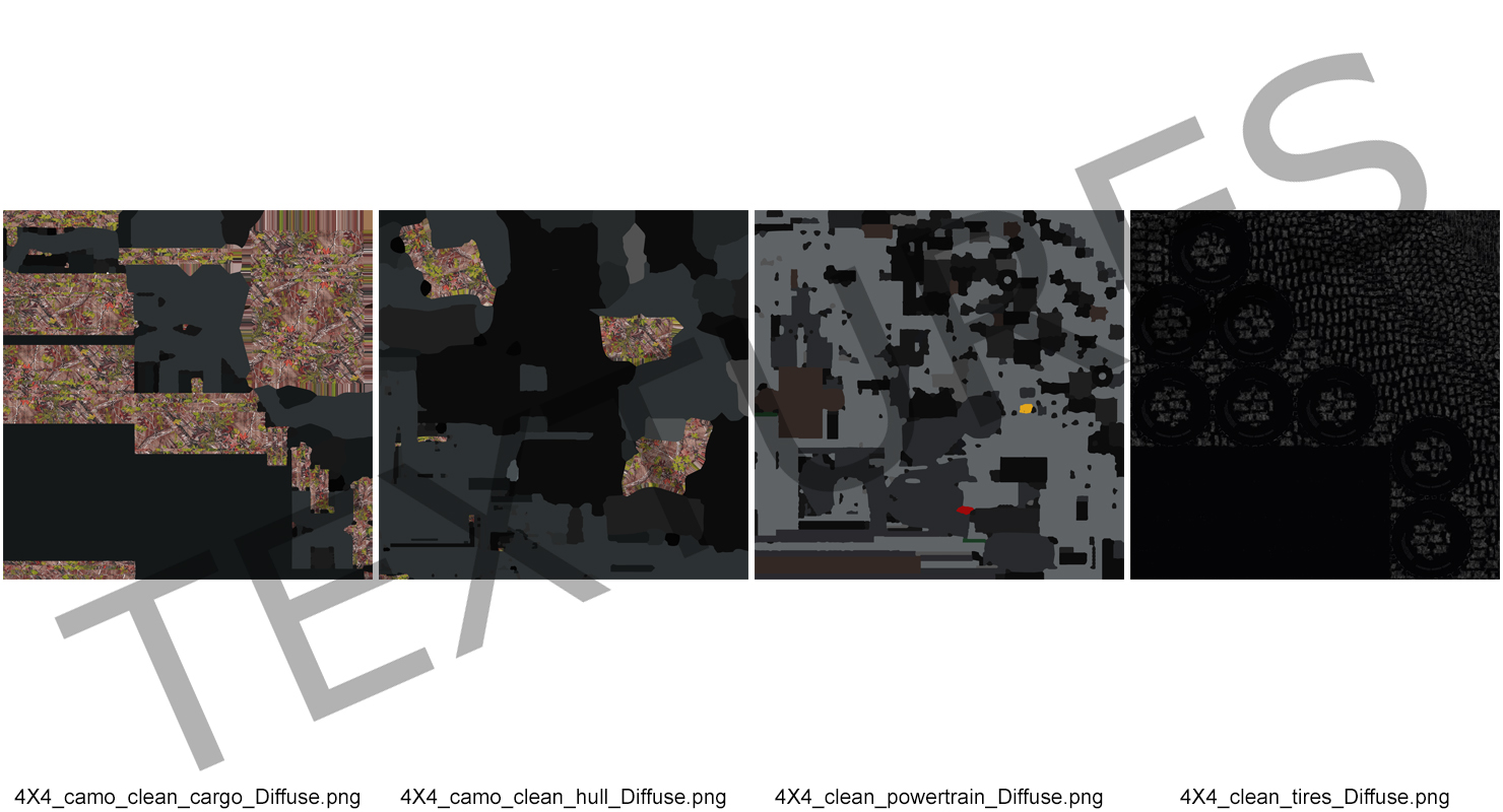 3D 4x4 Camo Clean ATV model