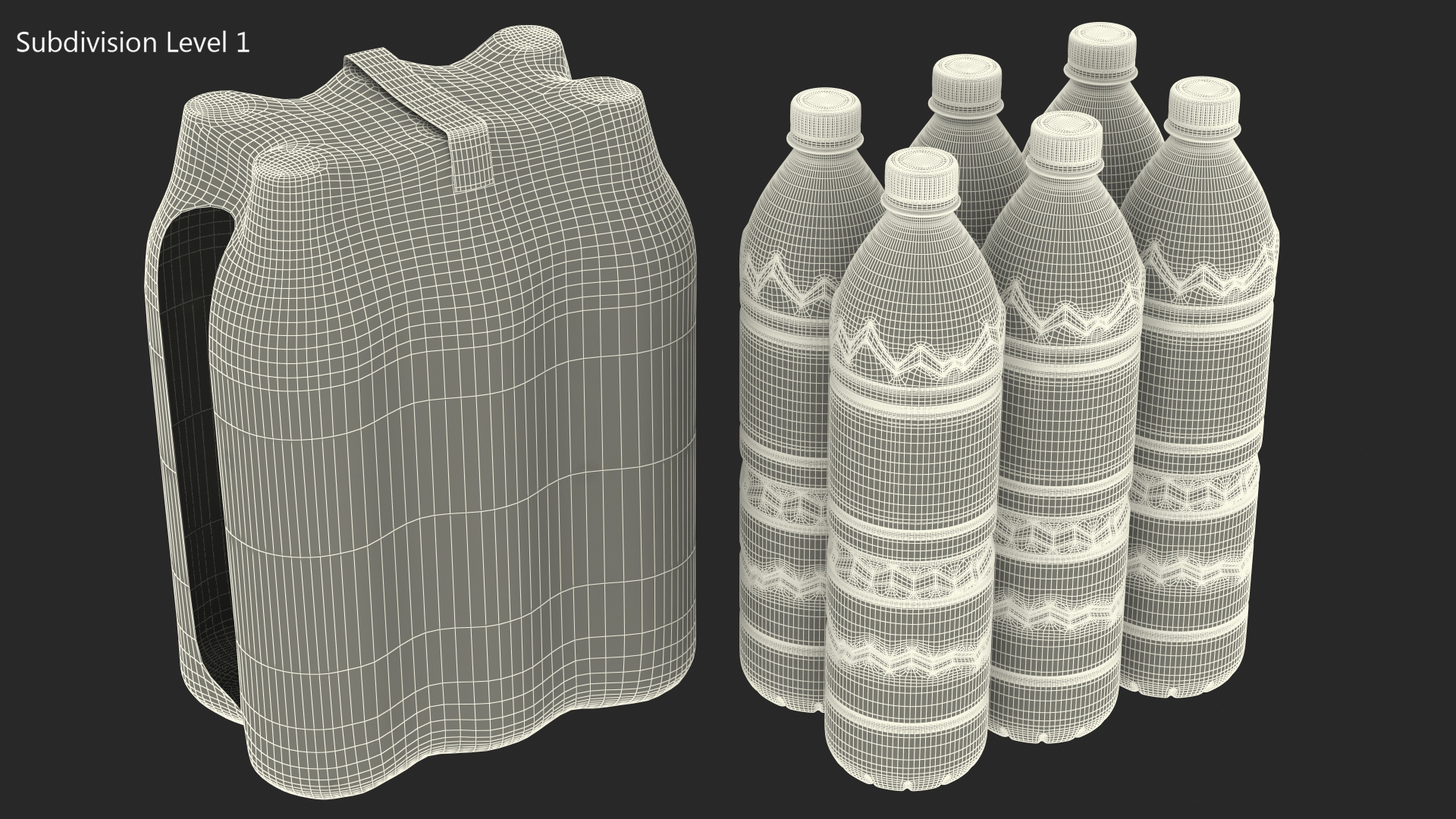 3D Evian Mineral Water 6 Bottle Pack model