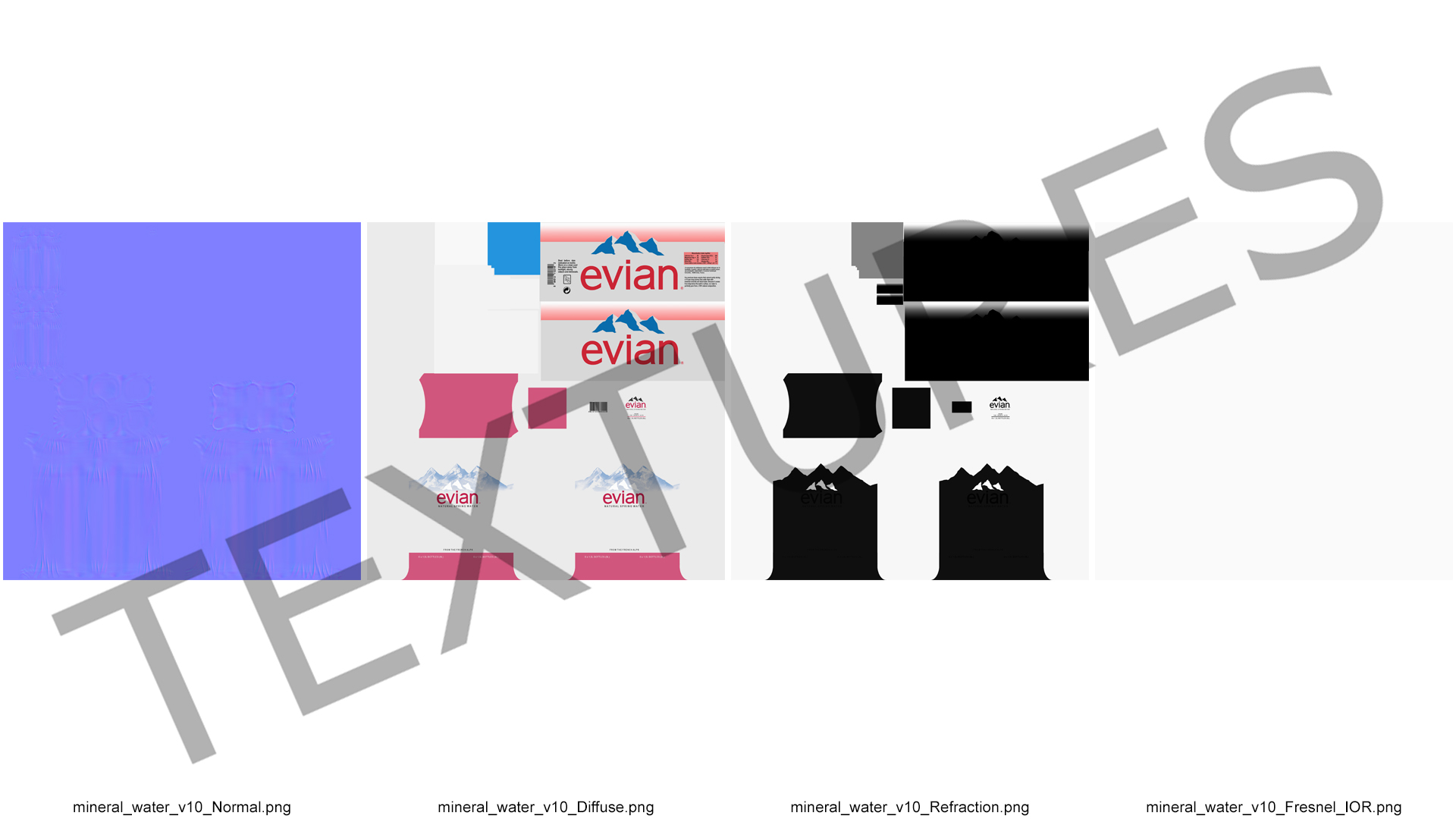 3D Evian Mineral Water 6 Bottle Pack model