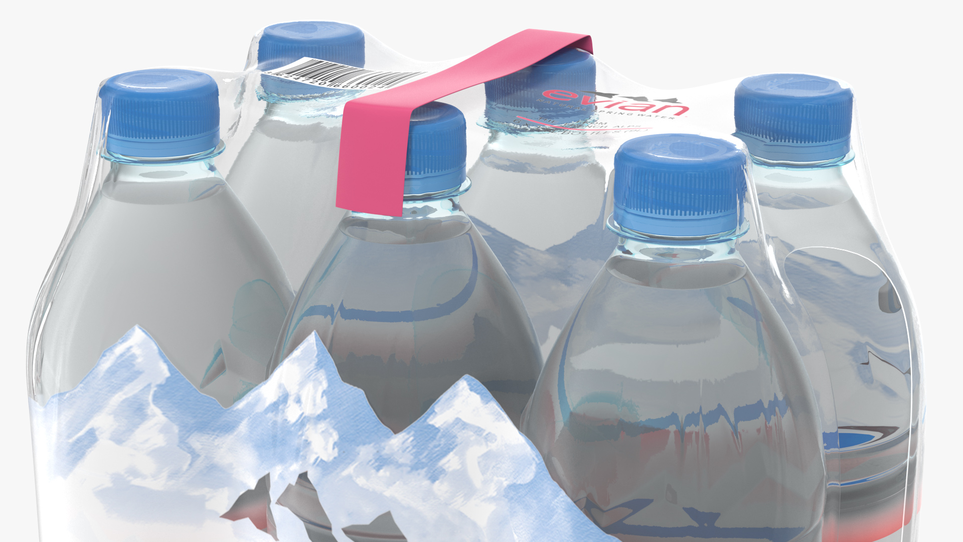 3D Evian Mineral Water 6 Bottle Pack model