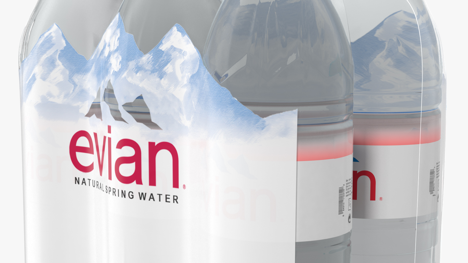 3D Evian Mineral Water 6 Bottle Pack model