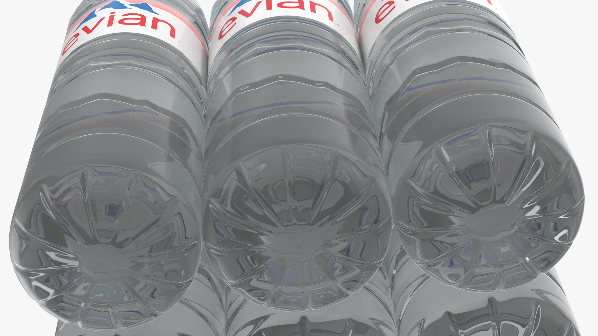 3D Evian Mineral Water 6 Bottle Pack model