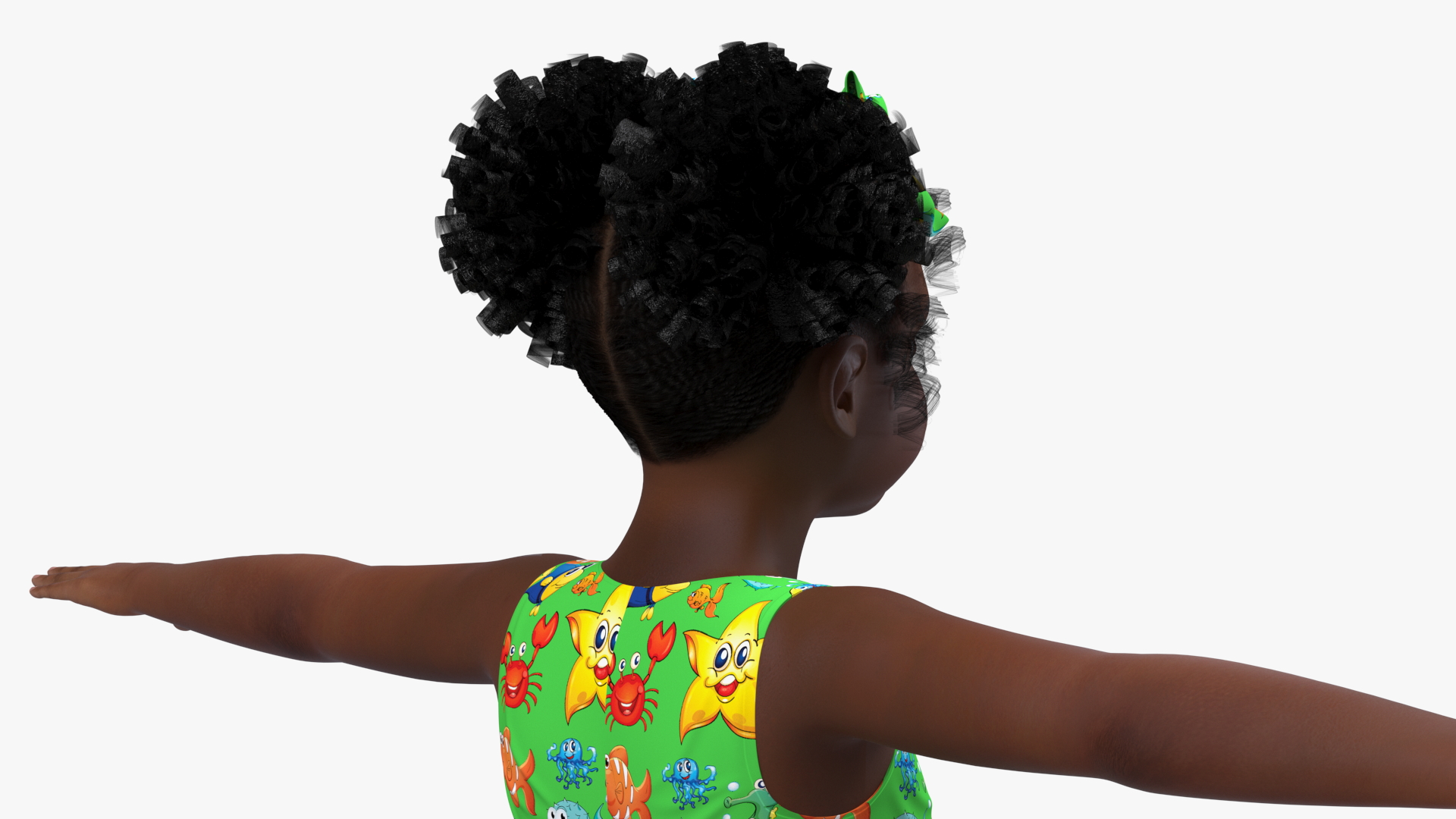 3D model Black Child Girl Beach Style T-pose