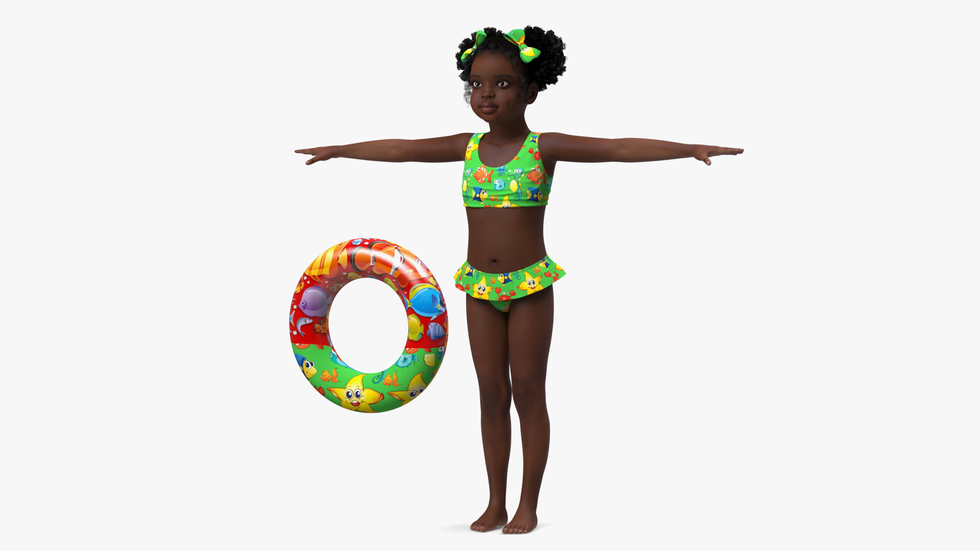 3D model Black Child Girl Beach Style T-pose