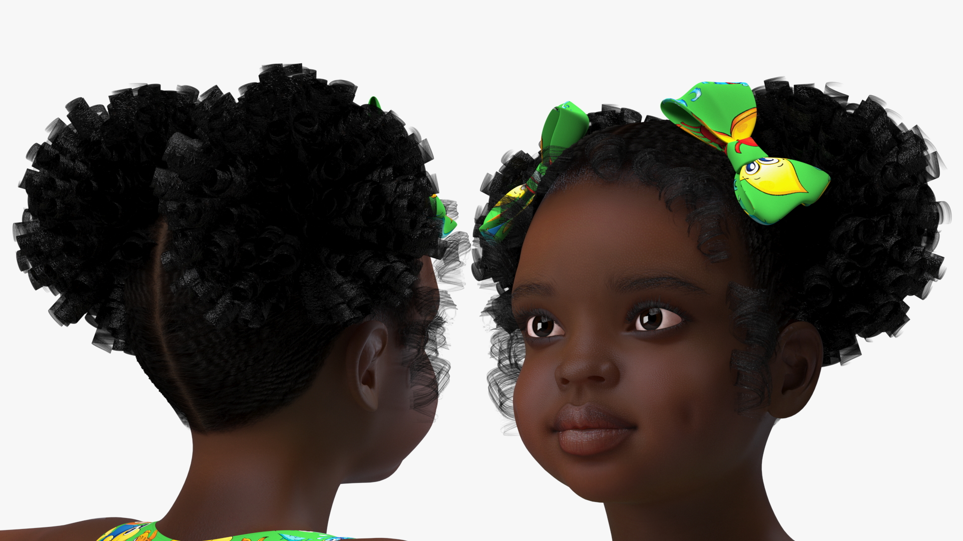 3D model Black Child Girl Beach Style T-pose