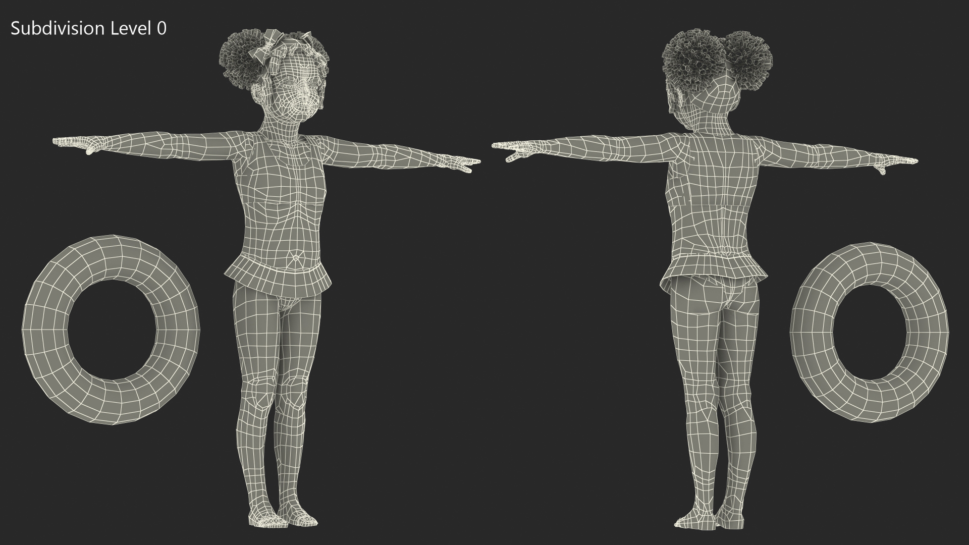 3D model Black Child Girl Beach Style T-pose