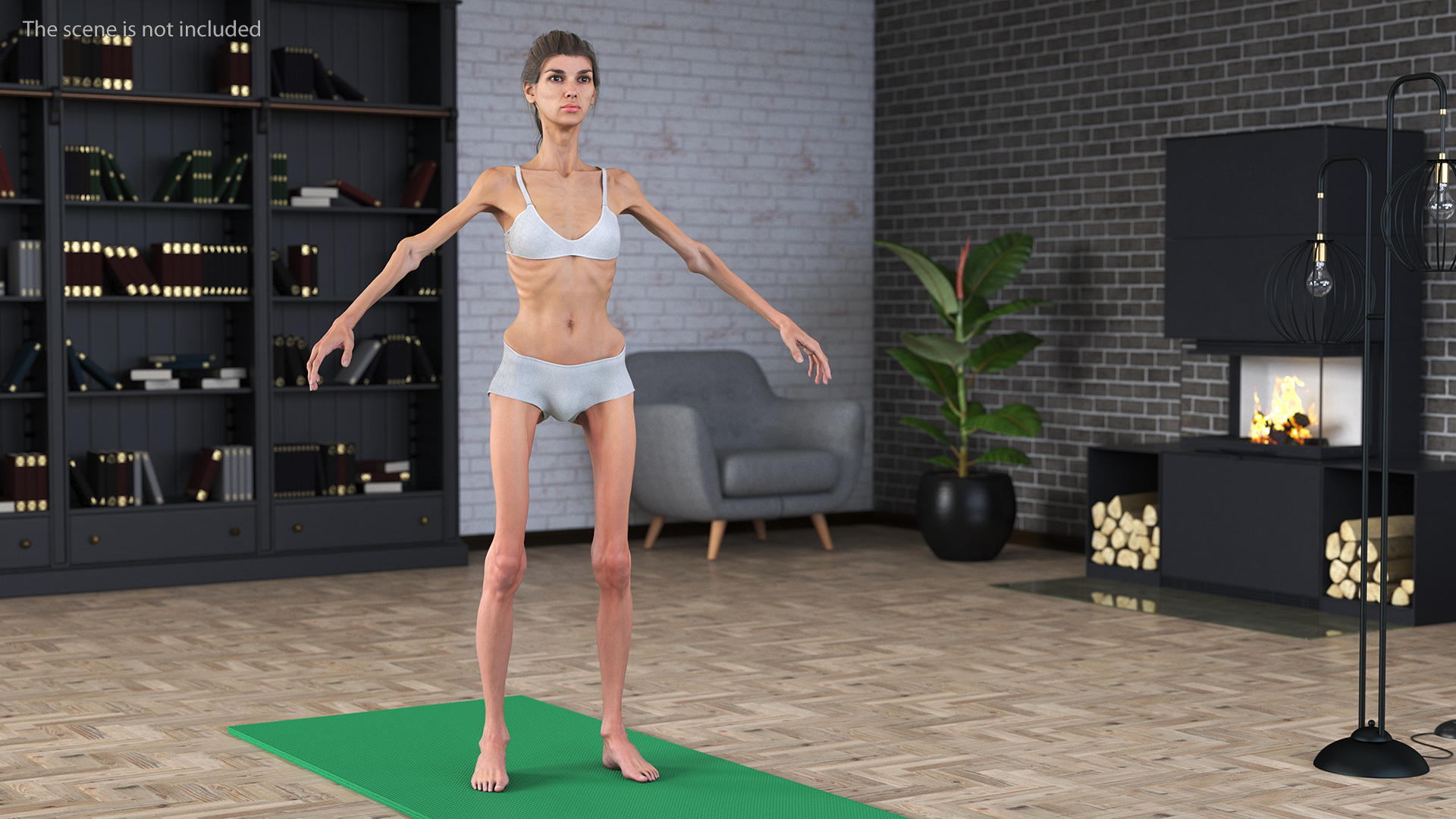 3D Anorexic Woman T-Pose