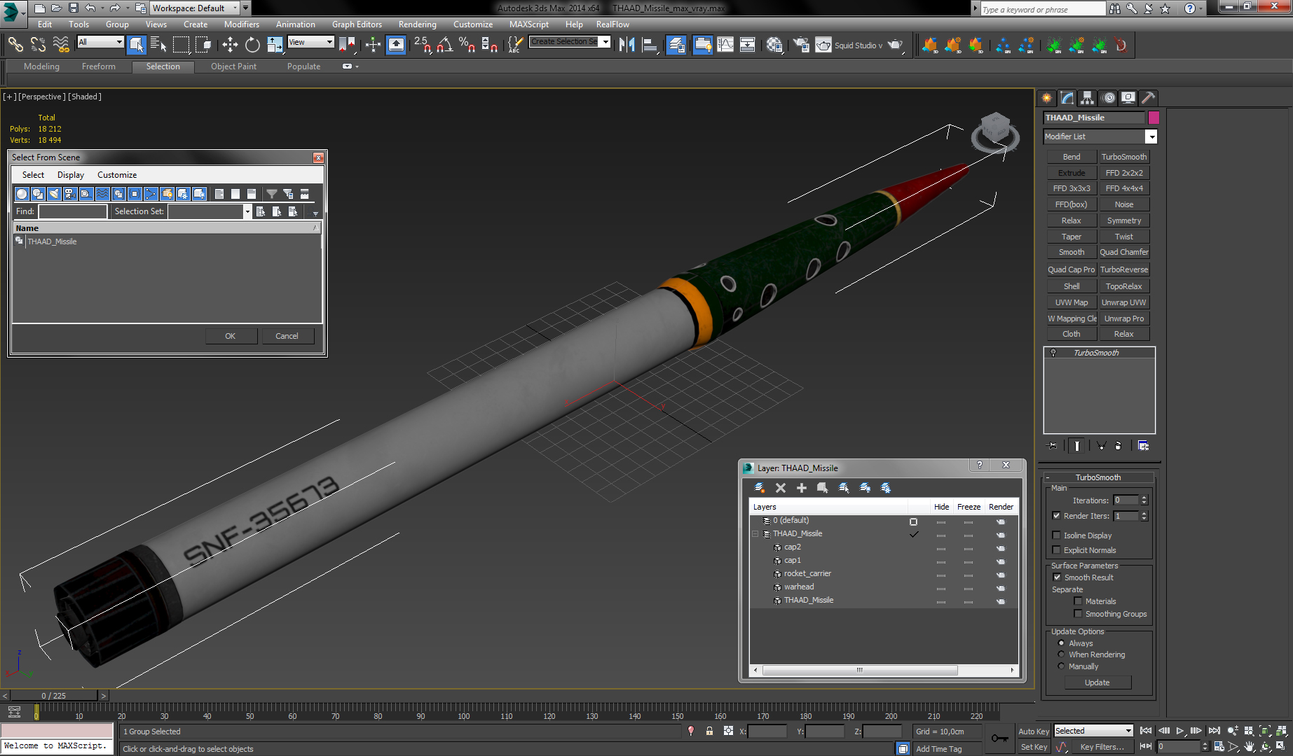 3D THAAD Missile model