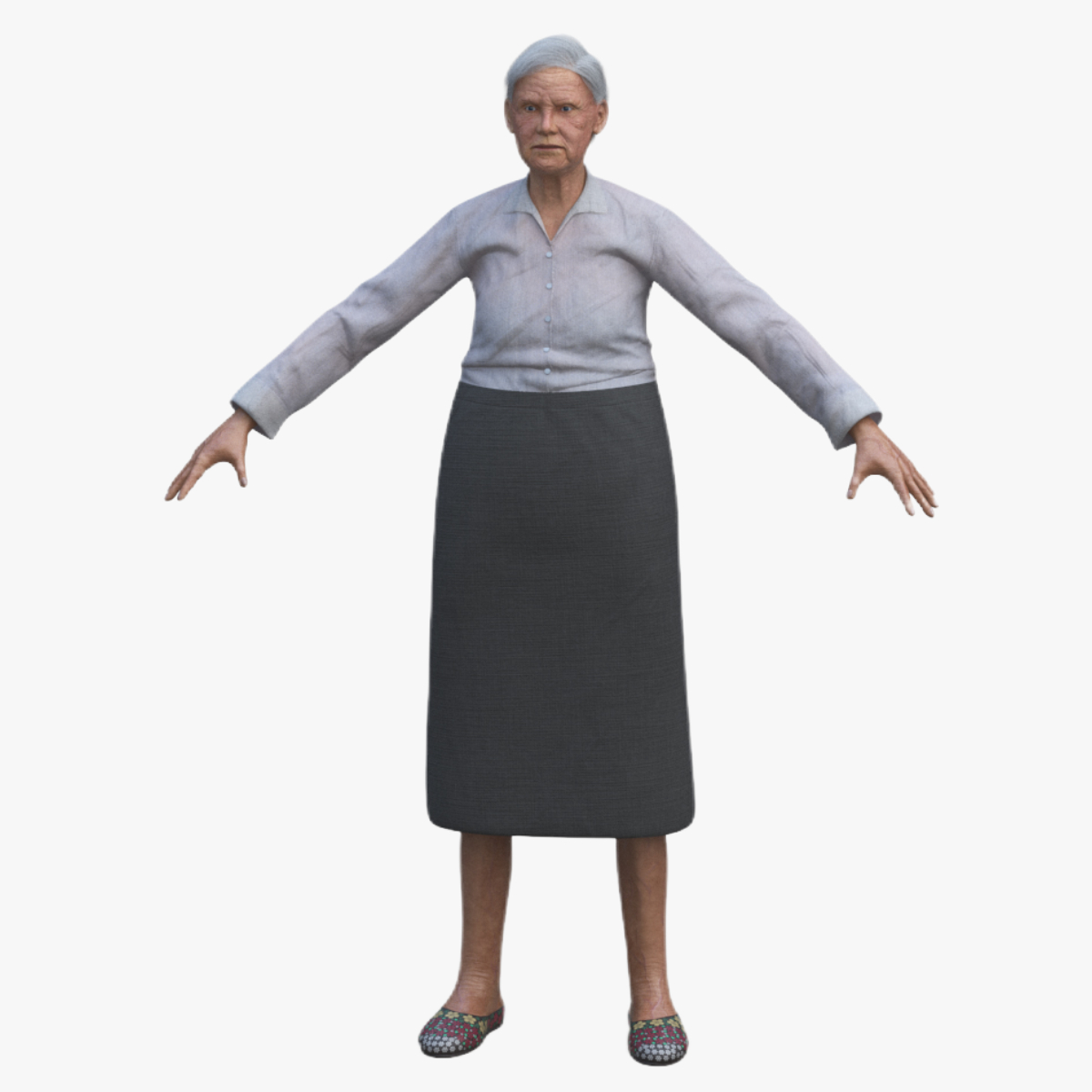 Older Woman Rigged for Cinema 4D 3D