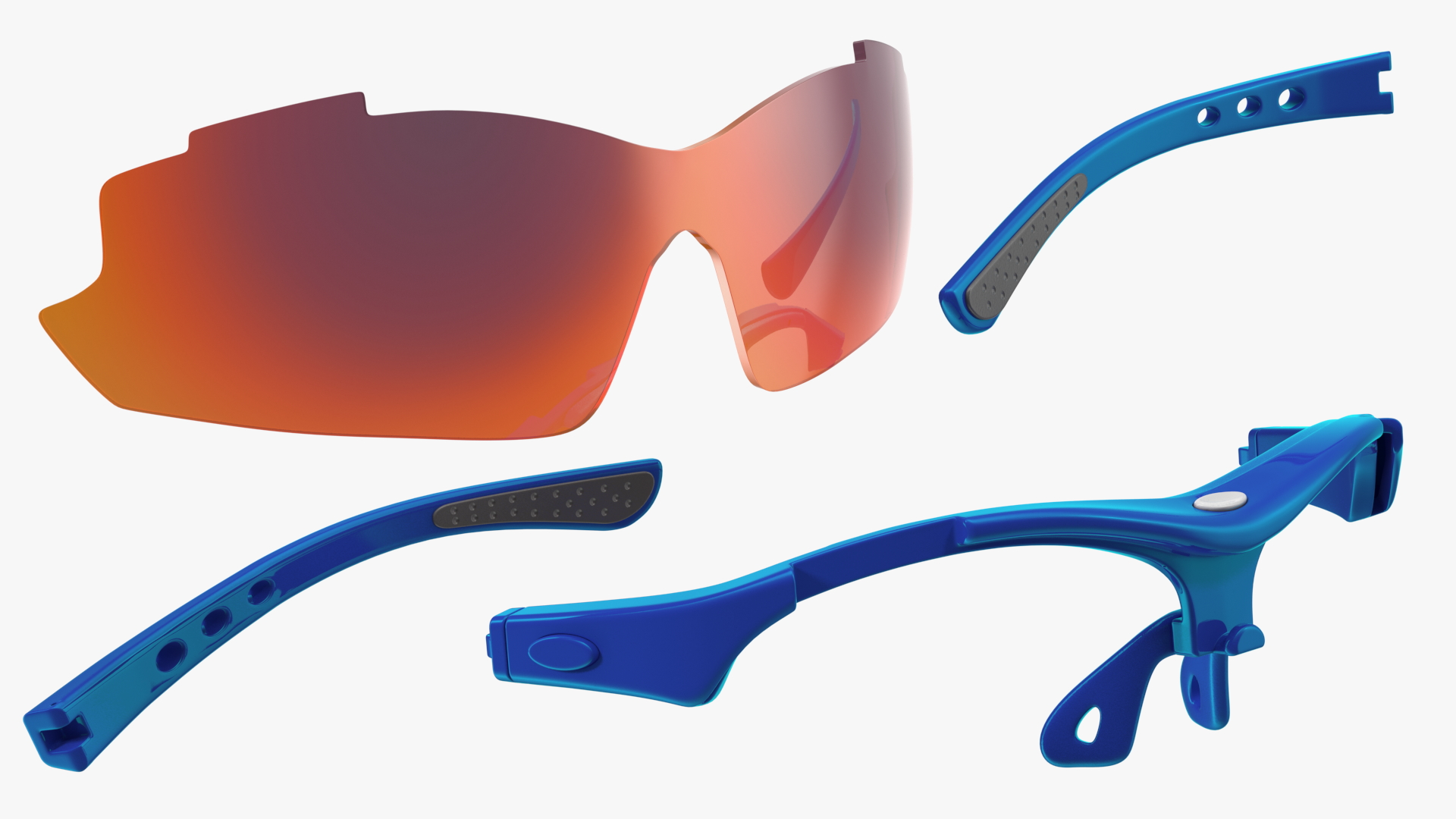 3D Blue Sport Glasses model