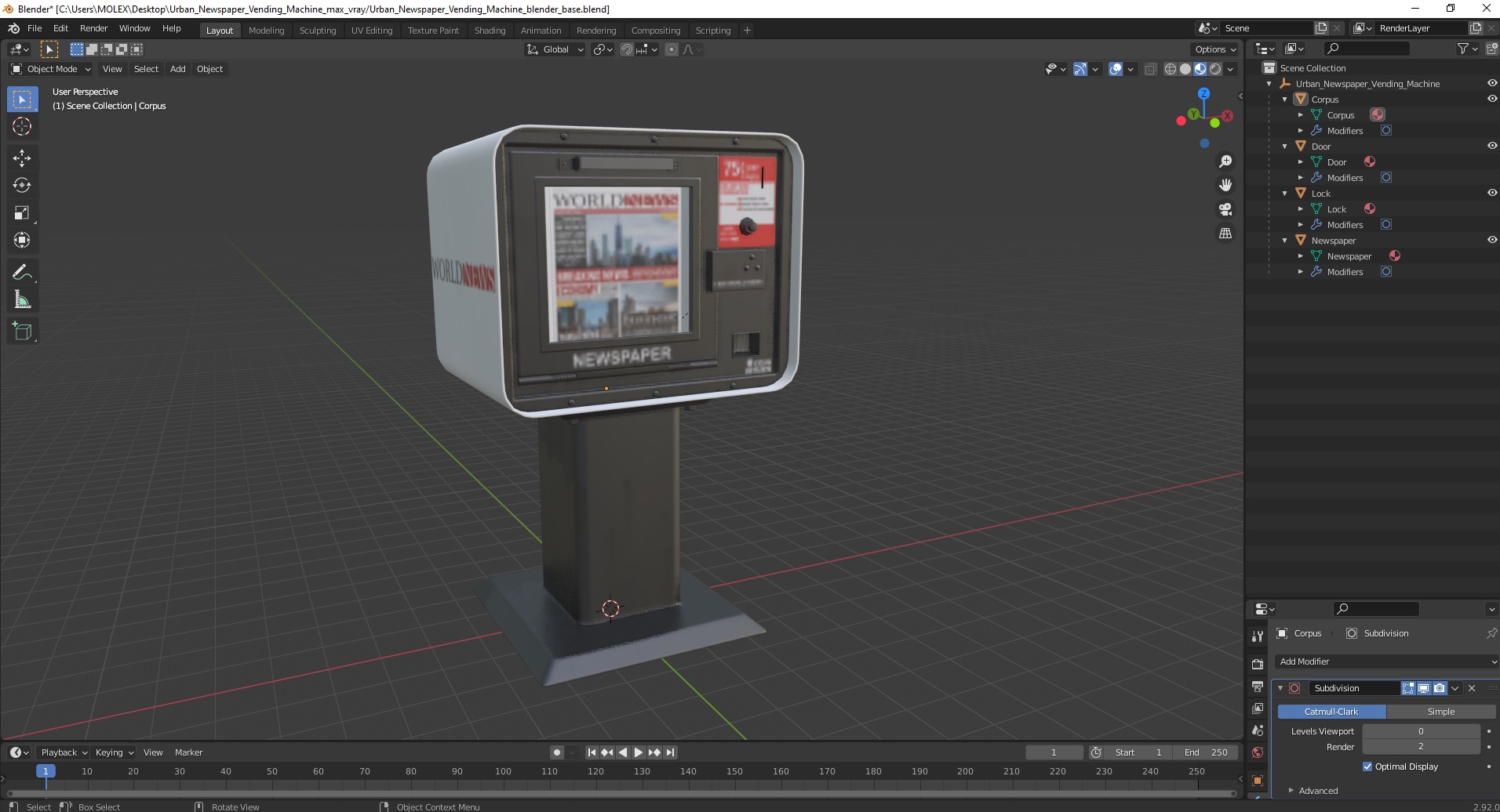 3D Urban Newspaper Vending Machine